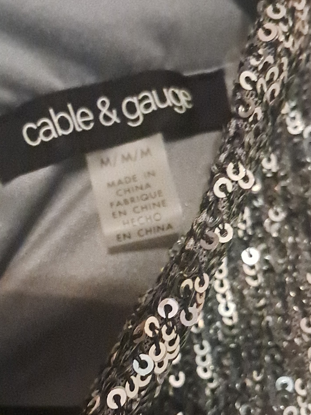 Cable & Gauge Silver Sequin Sleeveless Camisole with Back Keyhole MEDIUM - Picture 2 of 6
